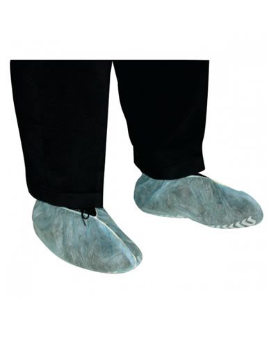 Kék polipropilén cipővédő fólia csúszás ellen csíkozással (100db/csomag)