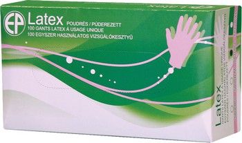 Latex kesztyű, púderozott - 100 db/doboz (zöld doboz)