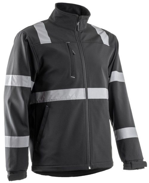 VIGILE fekete softshell dzseki fényvisszaverő csíkkal VIGILE fekete softshell dzseki fényvisszaverő csíkkal